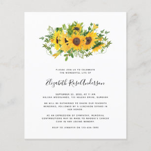 Budget Fête du tournesol de la vie Invitation