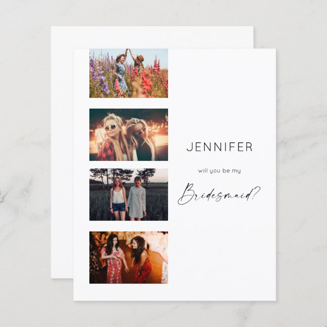 Budget Filmstrip Be My Bridesmaid Multi Photo Scri (Devant / Derrière)