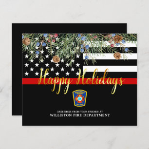 Budget Fire Department Thin Red Line Holiday Card