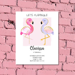 BUDGET Flamant rose mignon Rose Girly Invitation