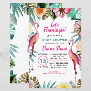 Budget Flamant rose tropical Baby shower Invitatio