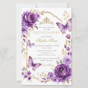 Budget Fleur Papillon Violet Or Quinceañera
