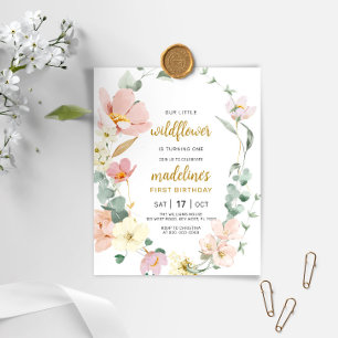 Budget Fleur sauvage Baby 1er anniversaire Invitat