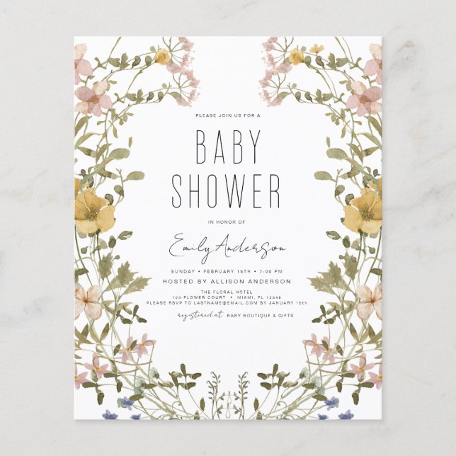Budget Fleur sauvage Boho Baby shower Élégant mode (Devant)