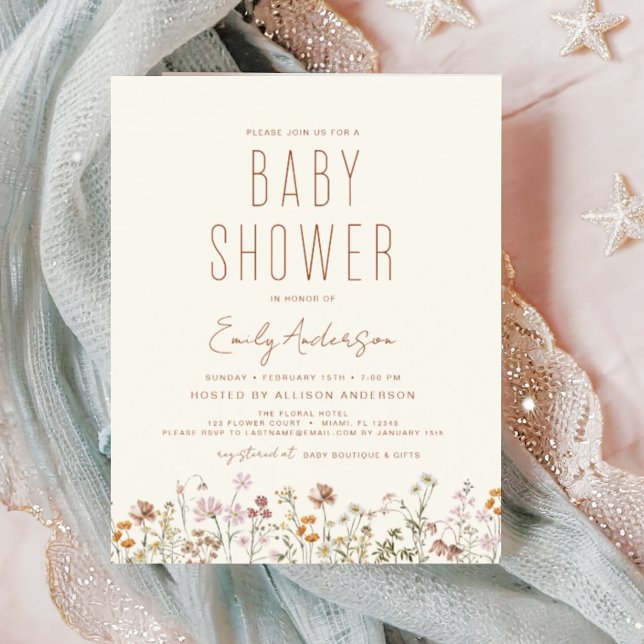 Budget Fleur sauvage Boho Baby shower Élégant mode (Créateur téléchargé)