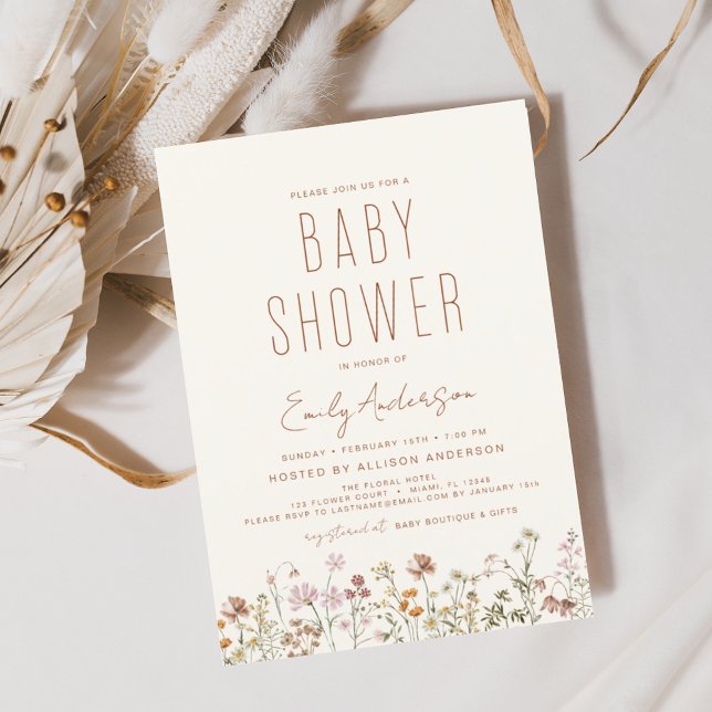 Budget Fleur sauvage Boho Baby shower Élégant mode (Créateur téléchargé)