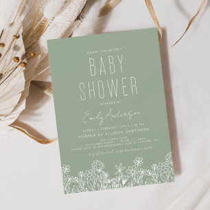 Budget Fleur sauvage Boho Baby shower Sage Green