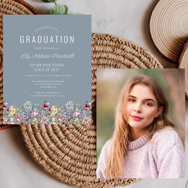 Budget Fleur sauvage Photo Dusty Blue Grad Party (Créateur téléchargé)