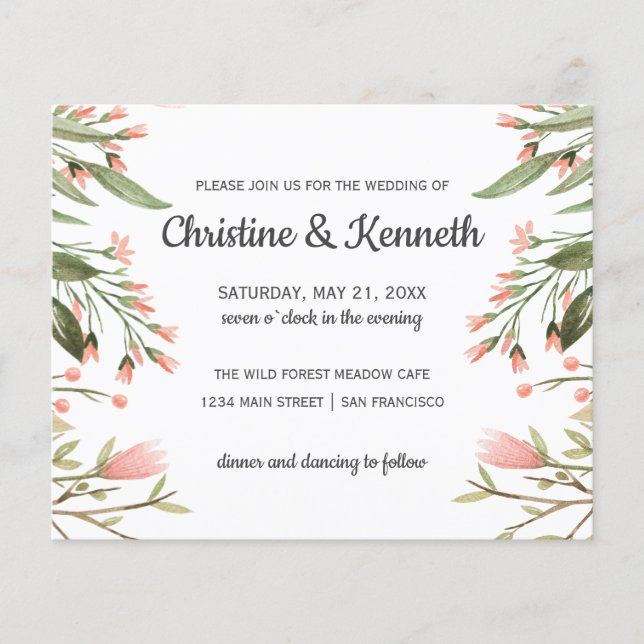 BUDGET Fleur verte rose pâle mariage (Devant)