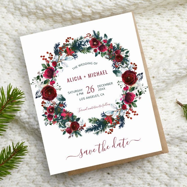 BUDGET fleuri hiver Noël mariage enregistrer date (Créateur téléchargé)