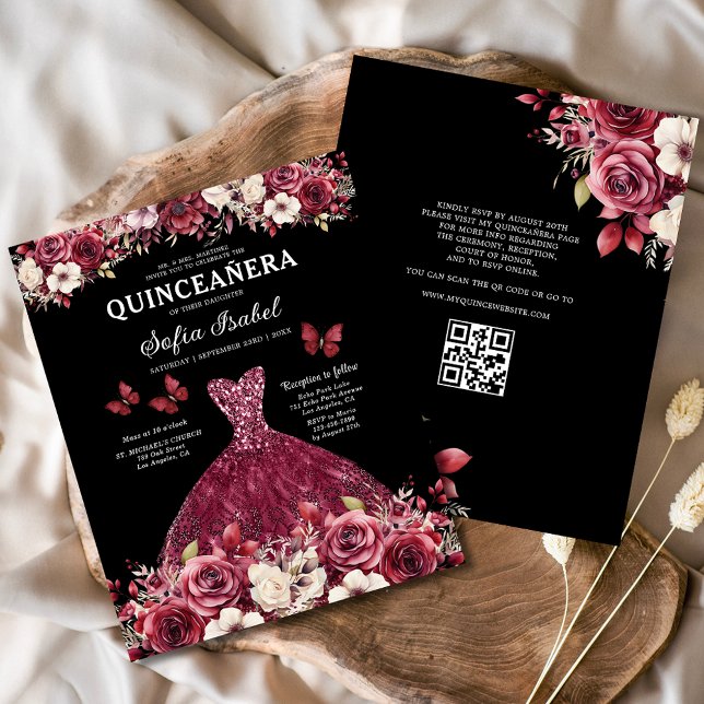 Budget Fleurs Bourgogne Code QR Quinceanera (Créateur téléchargé)
