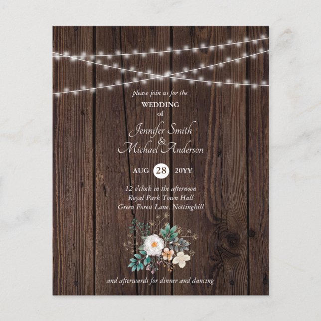 Budget Fleurs de bois rustique Mariage floral (Devant)