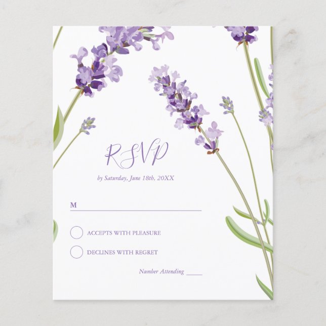 Budget Fleurs de Lavande Mariage RSVP (Devant)