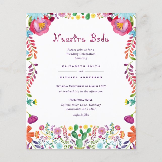 BUDGET Fleurs de Nuestra Boda Invitation de Mariag (Devant)