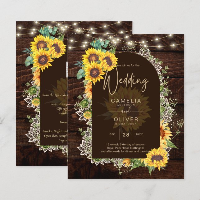 BUDGET Fleurs de soleil lumières dentelle mariage  (Devant / Derrière)