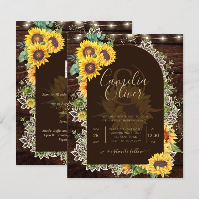 BUDGET Fleurs de soleil lumières dentelle mariage  (Devant / Derrière)
