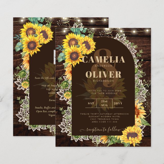 BUDGET Fleurs de soleil lumières dentelle mariage  (Devant / Derrière)