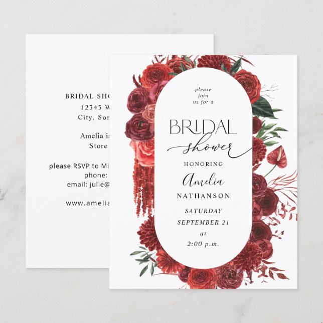 Budget Fleurs Rouges Baby Shower (Devant / Derrière)