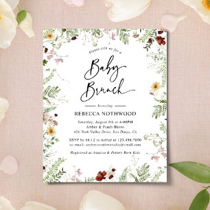 Budget Fleurs sauvages neutres Bébé Brunch Invitat