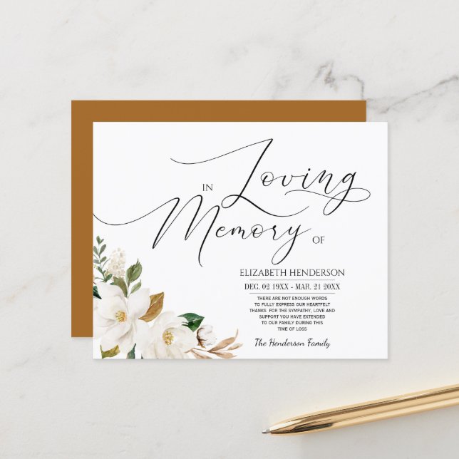 Budget Fleurs Sympathie Mémoire / Merci. (Devant/Arrière en situation)