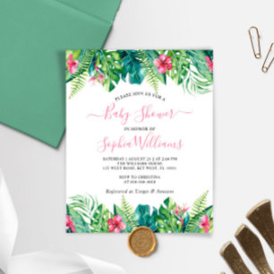 Budget Fleurs tropicales Invitation Baby shower