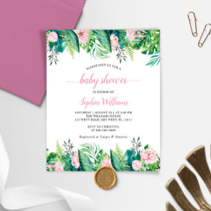 Budget Fleurs tropicales Invitation Baby shower