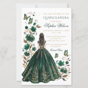 Budget Fleurs Vertes Princesse Papillon Quinceañer