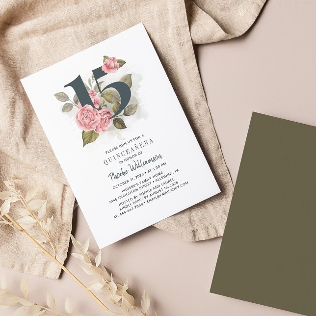 Budget Floral 15e anniversaire Quinceanera Invitat (Pink Floral Quinceanera Invitation)