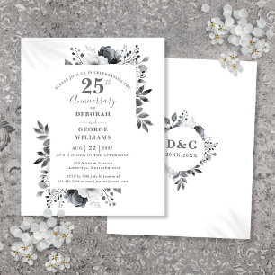 Budget Floral 25e anniversaire Mariage Invitation