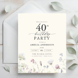 Budget Floral 40e anniversaire Invitation