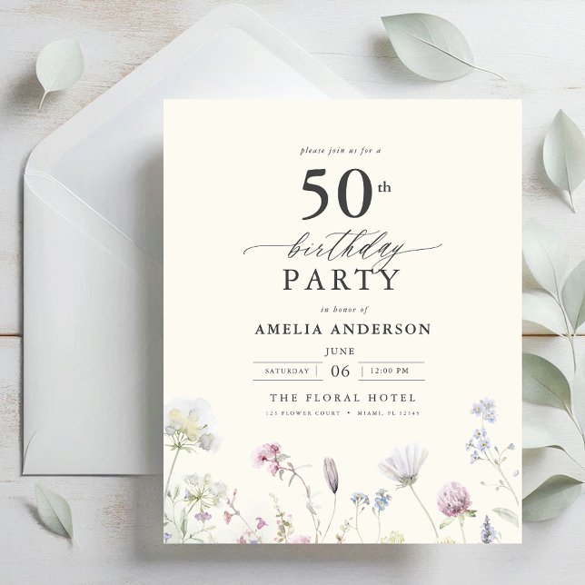 Budget Floral 50e anniversaire Invitation (Créateur téléchargé)