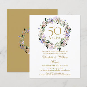 Budget Floral 50e anniversaire Mariage Invitation