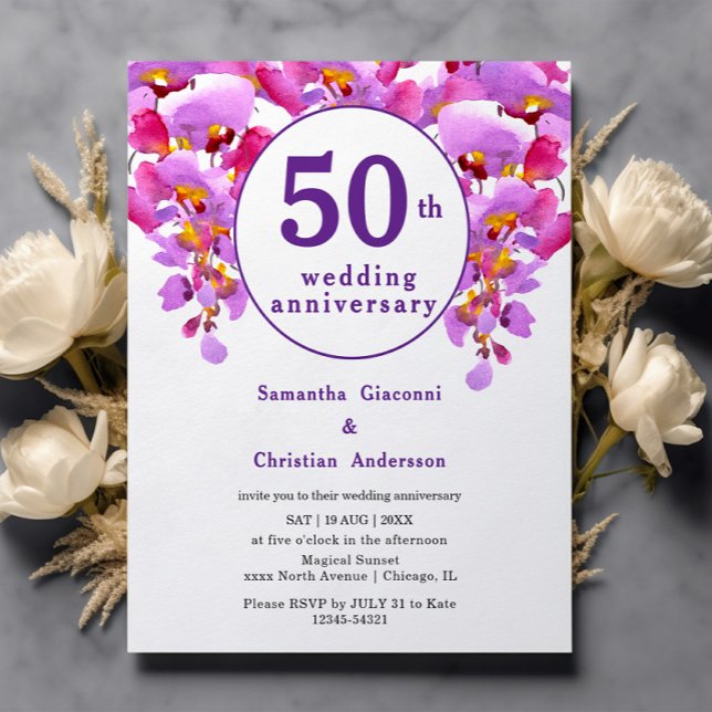 Budget Floral 50e anniversaire Mariage Invitation (Créateur téléchargé)