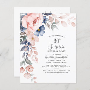 Budget Floral 60e anniversaire Pink Script Invitat