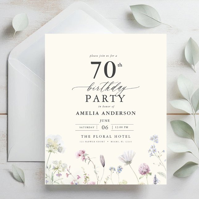Budget Floral 70e anniversaire Invitation (Créateur téléchargé)