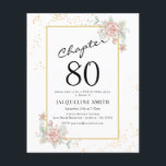 Budget Floral 80e anniversaire Invitation<br><div class="desc">Invitation d'anniversaire de script sophistiquée et élégante. VOLS D'INVITATION BUDGÉTAIRE FAIBLE. *** VEUILLEZ NOTER que cette option budgétaire est un prospectus (aucune enveloppe incluse) d'où le faible prix - L'option SATIN est le choix le plus épais. Le design comporte un modèle de texte supplémentaire à l'arrière (oui, valeur ajoutée!) pour...</div>
