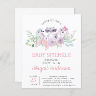 Budget Floral Animal Baby Sprinkl Invitation