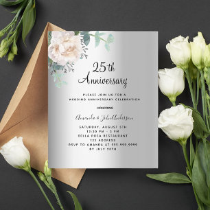 Budget floral argent 25e anniversaire mariage