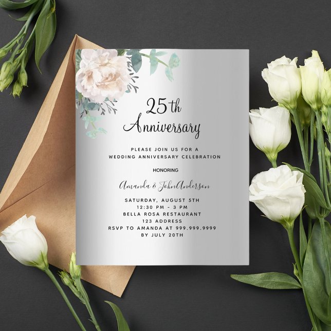 Budget floral argent 25e anniversaire mariage (Créateur téléchargé)