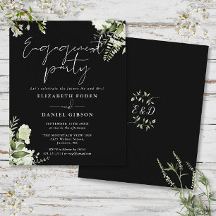 Budget Floral Black White Engagement Invitation