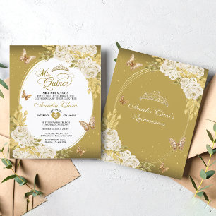 BUDGET Floral Blanc Or Tiara Mis Quinceañera