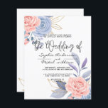 Budget Floral bleu et rose faire-part de mariage d<br><div class="desc">Budget Floral Blue & Pink or faire-part de mariage moderne aquarelle florale bleu rose or,  à compléter avec vos détails facilement et rapidement. consultez ma boutique pour voir la suite entière pour ce design.</div>