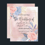 Budget Floral Bleu & Pinceau Rose faire-part de ma<br><div class="desc">Budget Floral Bleu & Pinceau rose faire-part de mariage aquarelle moderne bleu rose floral or avec brosse rose,  à compléter avec vos détails facilement et rapidement. consultez ma boutique pour voir la suite entière pour ce design.</div>