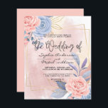 Budget Floral Bleu & Pinceau Rose faire-part de ma<br><div class="desc">Budget Floral Bleu & Pinceau rose faire-part de mariage aquarelle moderne bleu rose floral or avec brosse rose,  à compléter avec vos détails facilement et rapidement. consultez ma boutique pour voir la suite entière pour ce design.</div>