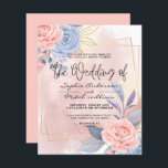 Budget Floral Bleu & Pinceau Rose faire-part de ma<br><div class="desc">Budget Floral Bleu & Pinceau rose faire-part de mariage aquarelle moderne bleu rose floral or avec brosse rose,  à compléter avec vos détails facilement et rapidement. consultez ma boutique pour voir la suite entière pour ce design.</div>
