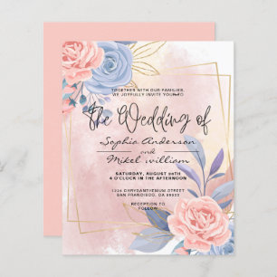 Budget Floral Bleu & Pinceau Rose faire-part de ma