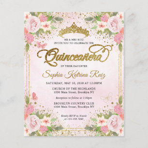 Budget Floral Blush Or Rose Tiara Quinceañera