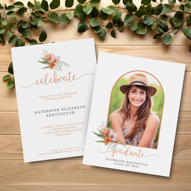 Budget Floral Boho Arch Invitation (Budget Floral Boho Arch Graduation Invitation)