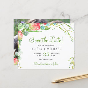 Budget floral chic script photo mariage date de sa