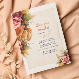 Budget Floral Citrouille Friendsgiving Invitation